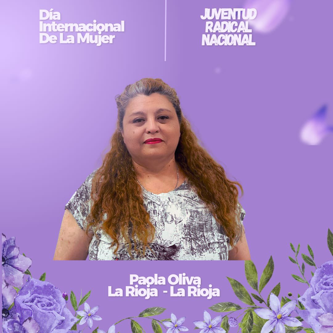 Paola Oliva 
Referente social y vecinal de la zona sur de la ciudad de La Rioja.

Militante todoterreno, entiende la política como una herramienta de transformación y servicio, nunca para servirse de ella.

Alegre, comprometida y profundamente radical, lidera cada día pequeñas y