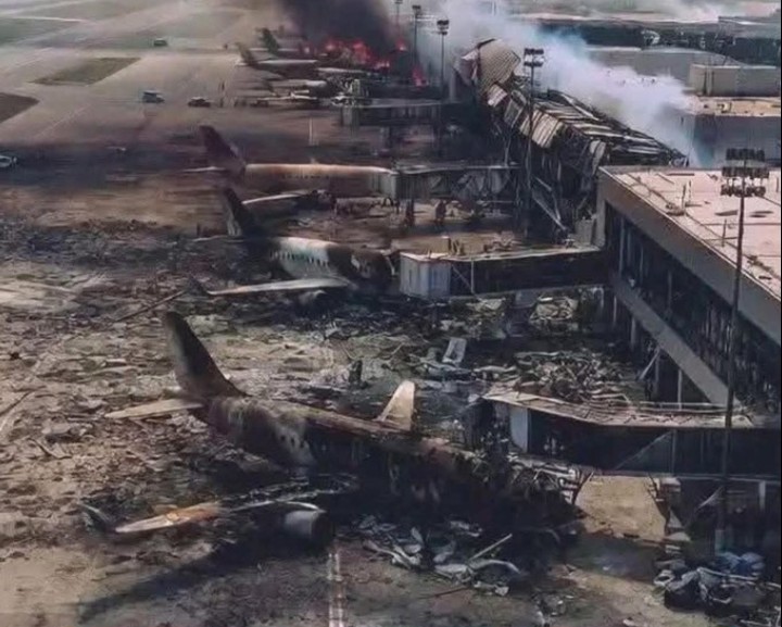 Prácticamente destruido quedó el aeropuerto internacional Ben Gurión de Tel Aviv por los bombardeos de Irán.