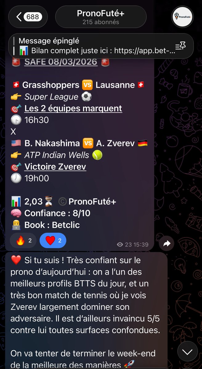 pronofuteplus's tweet photo. BOOOOOM 💥💣🤯
MISSILE DU JOUR VALIDÉ 🚀✅

🎯 Une énorme value repérée et donnée  en public gratuitement côté à 2,03 

📲 Rejoins-moi sur Telegram pour ne rien manquer des prochains pronos 🤑💸

#TeamParieurs #TeamParieur #Pronos https://t.co/2BLP5jqazX