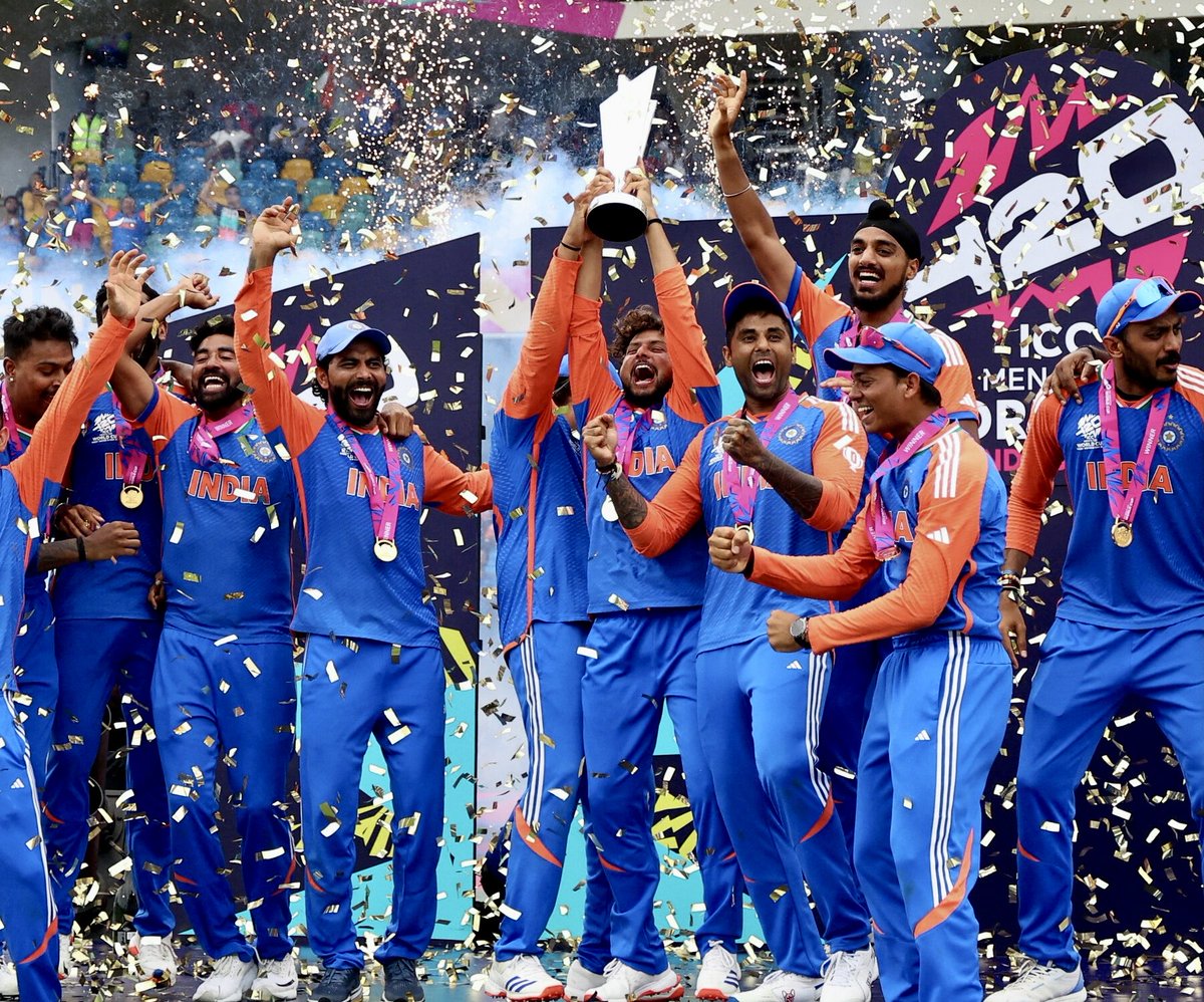 Jai7777's tweet photo. Champions again! 🇮🇳🏆
India lifts the T20 World Cup for the second time in a row — dominance, discipline and pure class.
History made! #TeamIndia https://t.co/tYO60VN3Uu