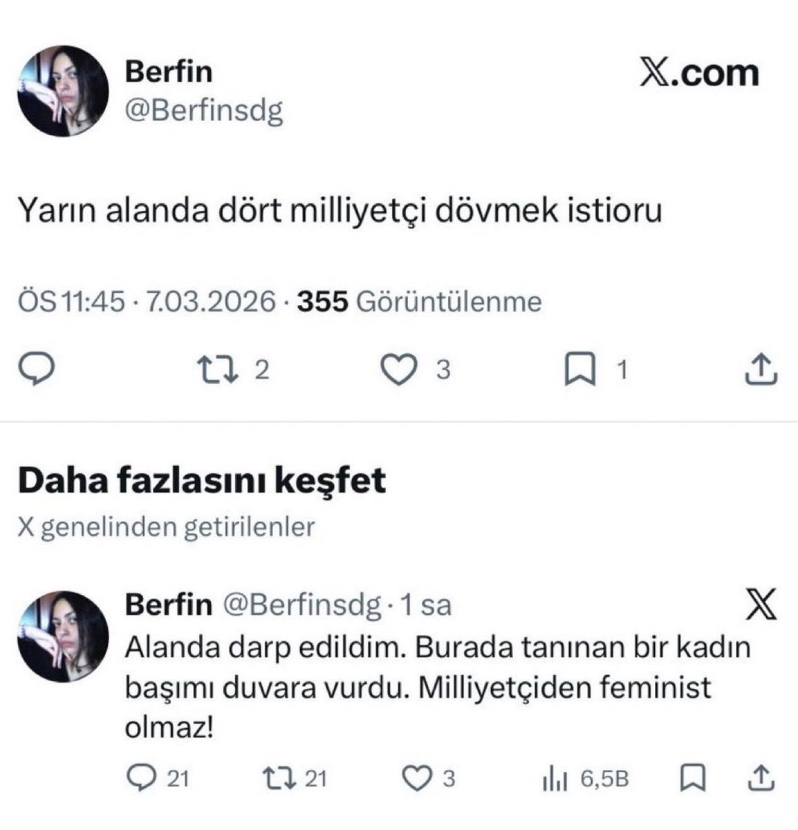 Türk kadınlarını tehdit eden Kürtçü Berfin’in öncesi/sonrası: