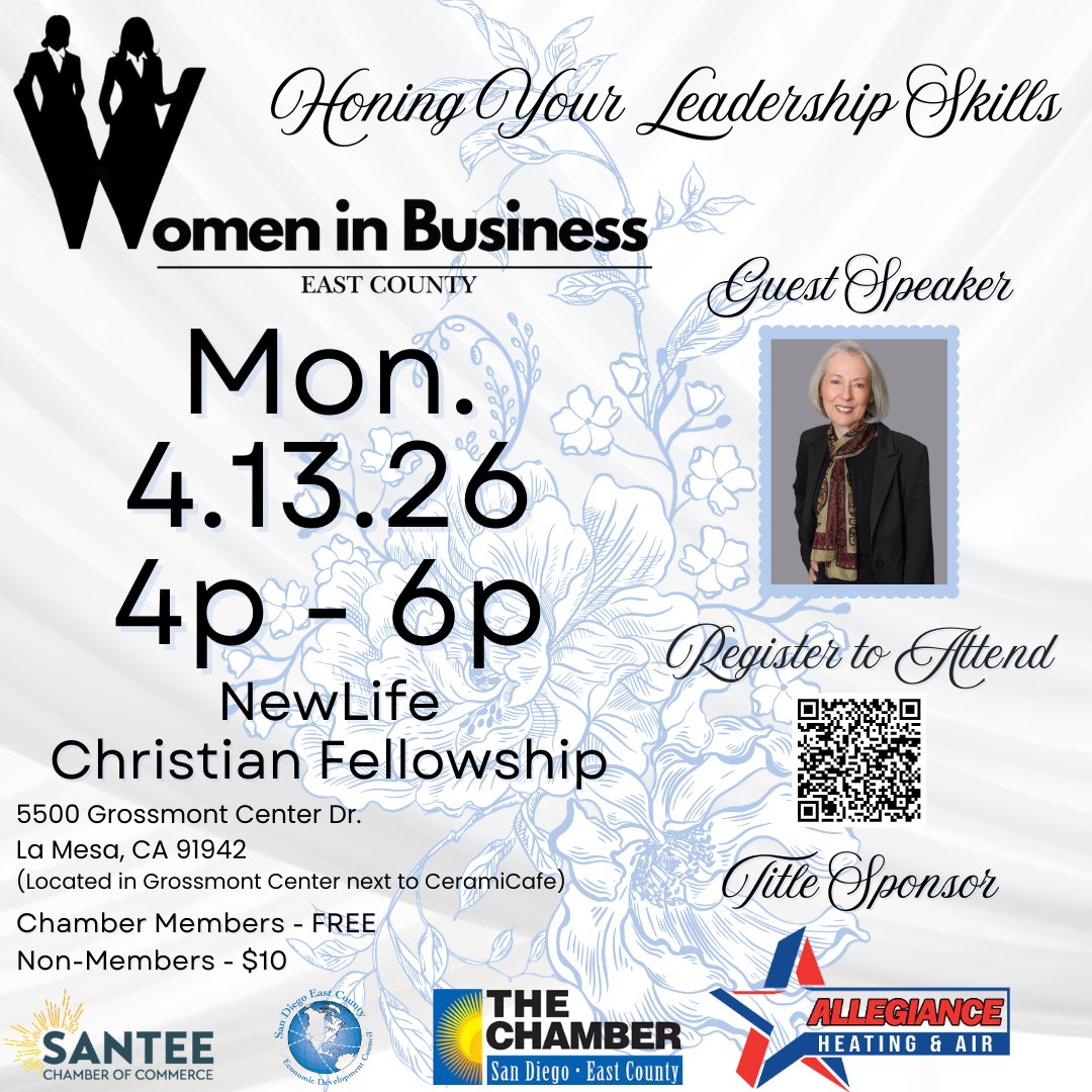 sdeccc's tweet image. Next month's #WomeninBusiness is all about honing your #LeadershipSkills w/ Guest Speaker Rebecca Collier. You don't want to miss this! business.eastcountychamber.org/events/details…