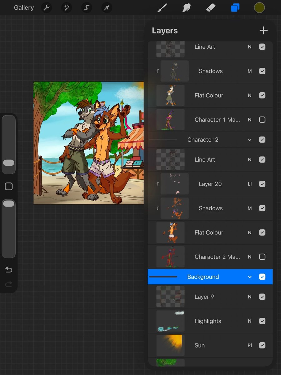 Sunday = Some procreat colouring wip - flat colouring