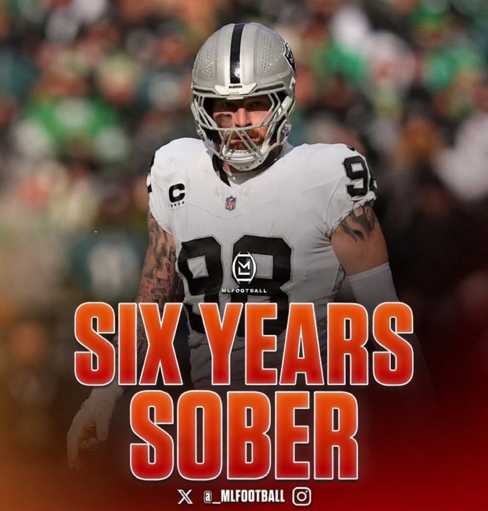 🚨🚨CONGRATULATIONS🚨🚨

New #Ravens star pass rusher Maxx Crosby is now SIX YEARS SOBER from his severe alcohol and drug addiction that began in high school.

🙏🙏🙏

Maxx was on a “three-month bender” during his 2019 rookie season, had a major wake-up call, entered rehab in