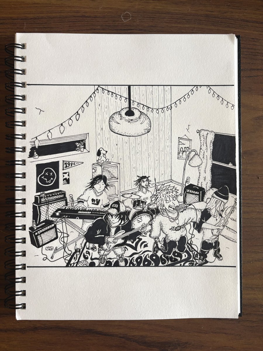 NickDuerr's tweet photo. Band Practice! - Ink Drawing of my OC’s in a Band! https://t.co/Etl0Su3SMe