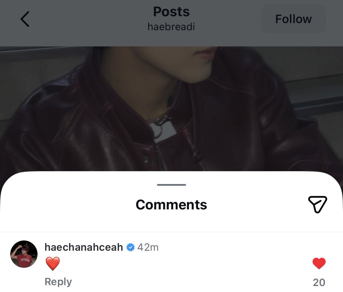 haechan liked and commented on fan instagram post!

“5 reasons why I like Haechan”

haechan: ❤️

#해찬 #HAECHAN