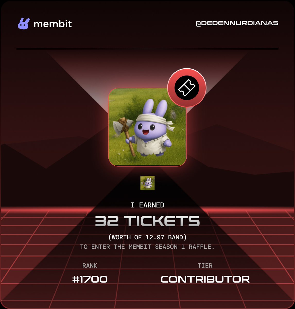 I just claimed 32 tickets to enter the Membit Season 1 Raffle! #Membit