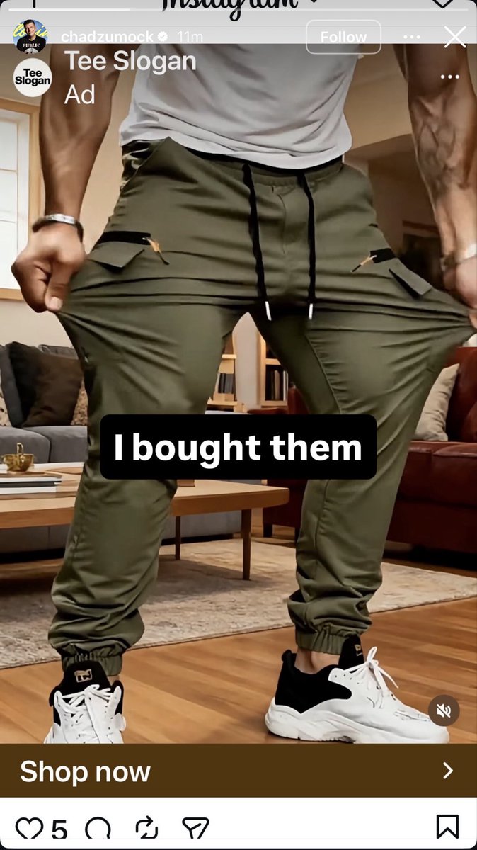 chadboozemock's tweet photo. The sad news is @chadzumock will not have a chance to wear the new pants he just bought (11 mins ago posted to IG) to replace his same old camo pants.. don’t see comedy gigs liking this kind of behaviour.. just ask Michael Richards #NotAcceptable https://t.co/gTT1eDzjYR