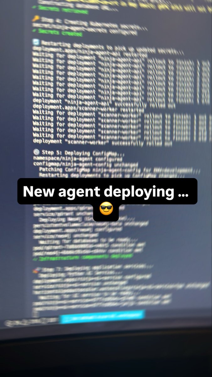 scanninjaai's tweet photo. Deploying a new Agentic AI agent for our platform. Soon we will be using @codiacio for the deployments and making it easier for our customers to deploy onto their systems… 

#scanninjaai #CyberSecurityAI https://t.co/RuQaNMrg98