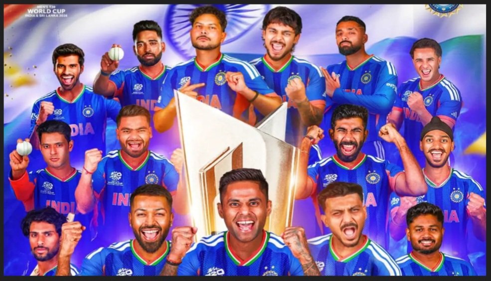 Many many congratulations #Indian_cricket_team (team blue) for #world_cup t20 formate.
#Indian_cricket_team
#Cricket_fans