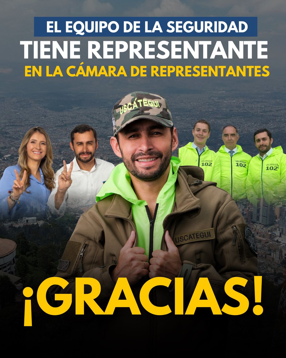 Gracias, Bogotá! 🇨🇴

Seguimos en la Cámara de Representantes por Bogotá. Este resultado es gracias a cada ciudadano que confió, que salió a votar y que cree en la defensa de nuestra ciudad y nuestro país.

A todos ustedes, gracias de corazón. Seguiremos trabajando con más fuerza,
