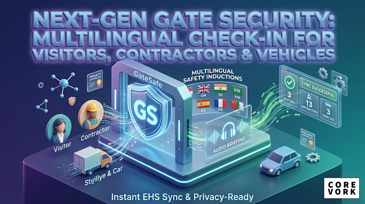 🚀 We are officially LIVE! Welcome to GateSafe, your new go-to portal for secure access, now built for the world. 🌍
​We’ve launched with a fully Multilingual UI, ensuring a seamless global experience for everyone, everywhere. corevork.com 
​#GateSafe #corevork #ehs