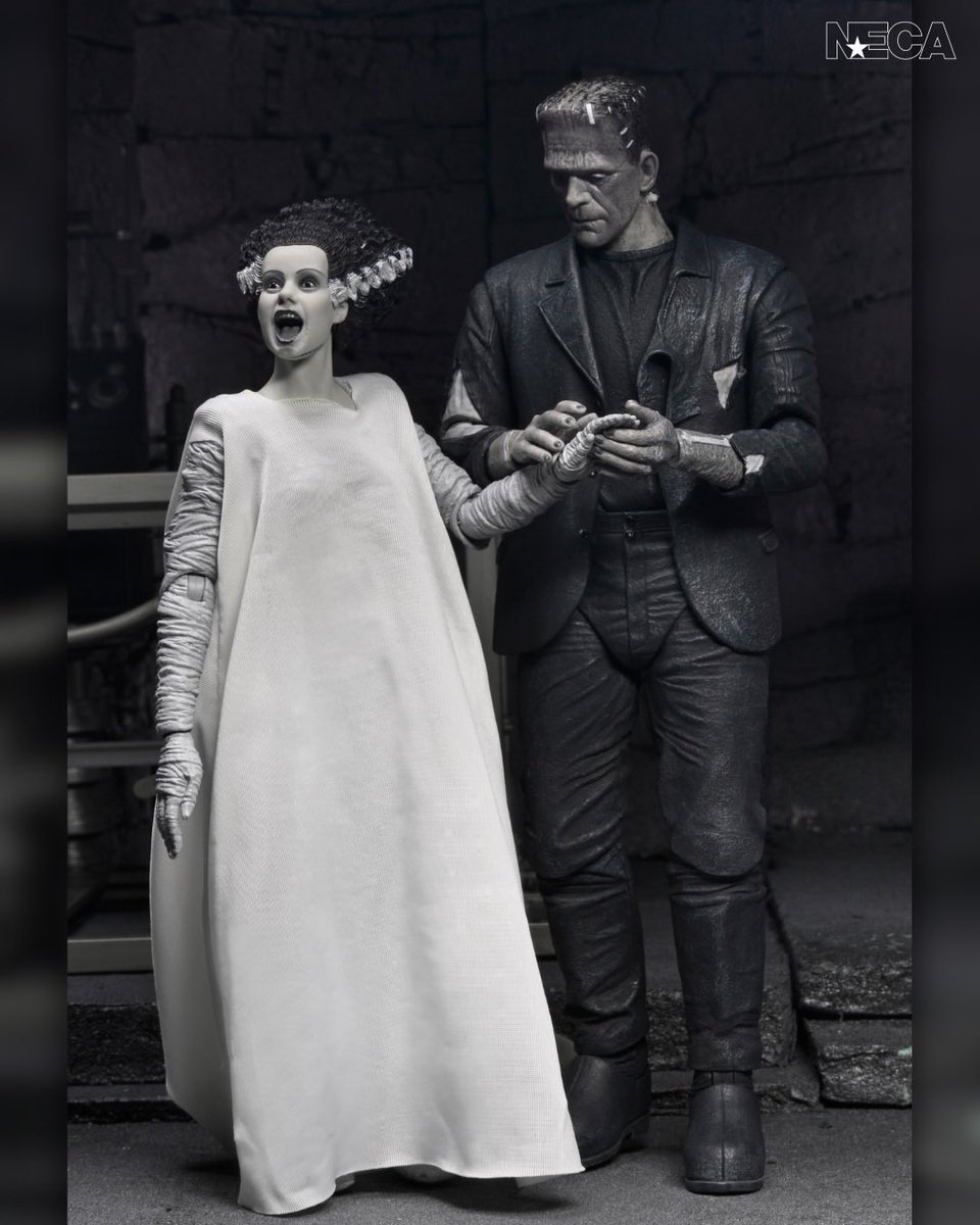 ActionActionFig's tweet image. NECA, Universal Monsters – The Bride of Frankenstein [90th Anniversary] The Monster and His Mate 7” Scale Action Figure 2-Pack (Black &amp;amp; White)!

Coming in Spring.

#ActionFigure #UniversalMonsters