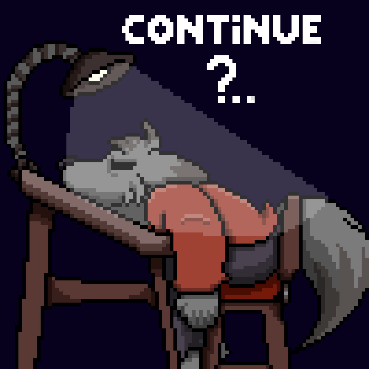 watch_studios's tweet photo. Lobo tuvo un dia dificil estudiando, ahora esta pensando si en seguir estudiando o ir a dormir u3u

Wolf had a hard day studying, now he's wondering whether to continue studying or go to sleep u3u

#furry #artists #digitalart #furryart #pixelart https://t.co/atILVqg3bs