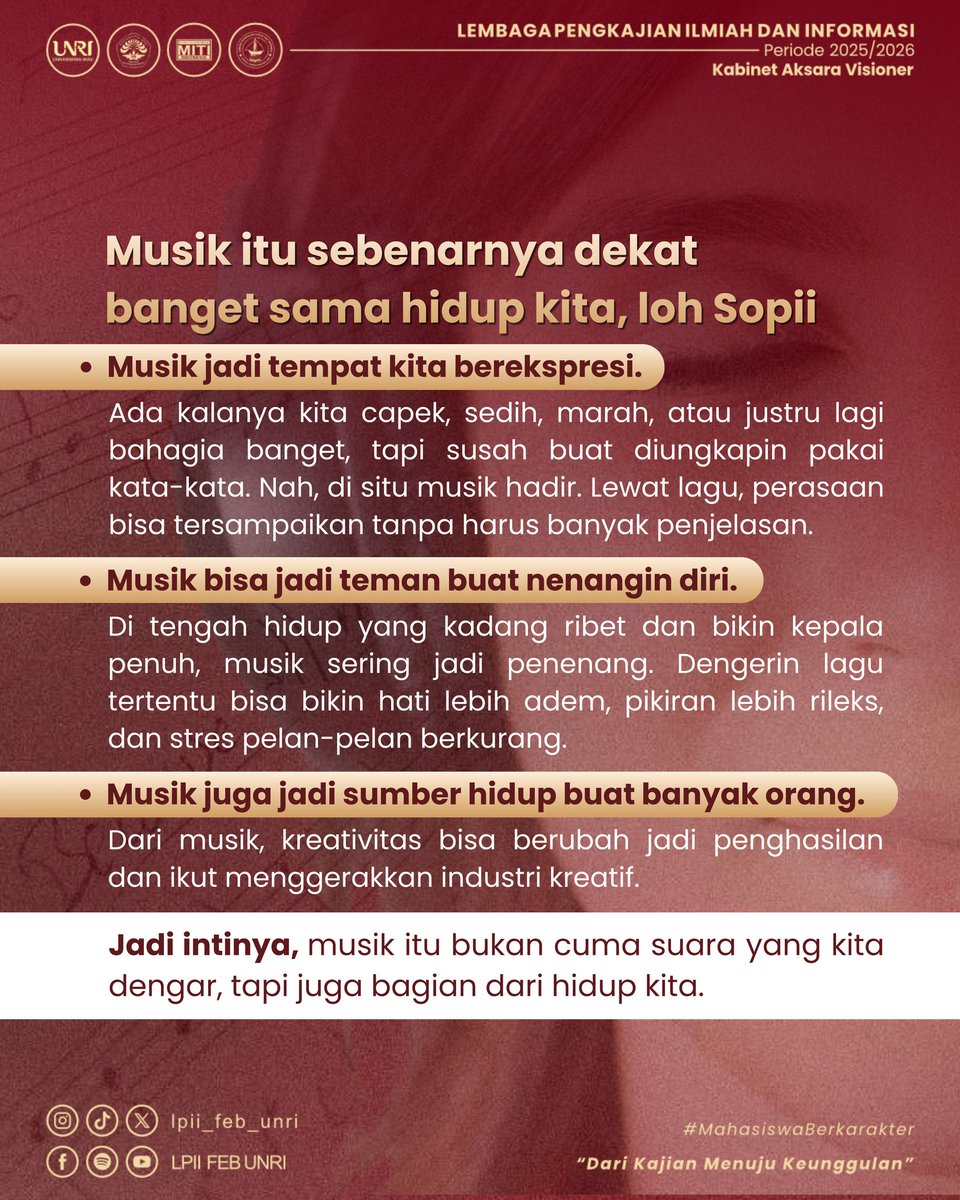 LPII_FEB_UNRI's tweet photo. Indonesia. Kepergiannya mengingatkan kita bahwa seorang musisi akan selalu hidup melalui lagu-lagu yang ia ciptakan dan nyanyikan✨
#ContentWriterHariMusik #AksaraVisioner #LPIIFutureInsight #InsightToAction #SatyaKarya27 https://t.co/xeRz718Dbj