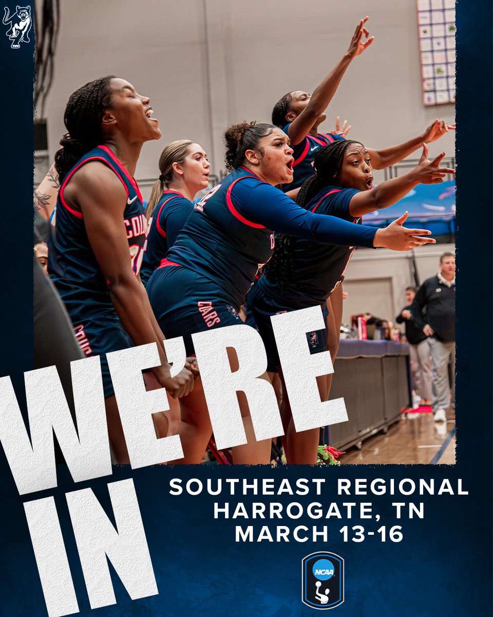 CSUCougars's tweet photo. 𝗪𝗘'𝗥𝗘 𝗜𝗡. 

Columbus State women's basketball earns the 4⃣ seed in the @NCAADII Southeast Regional and will take on No. 5 Carson-Newman in the first round in Harrogate, Tennessee‼️

#CSUCougars | #CSUWBB https://t.co/EYoY4uge8d