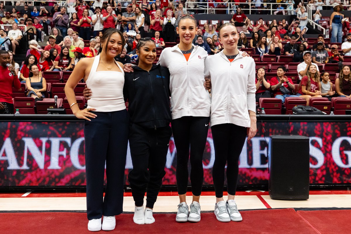 StanfordWGym's tweet photo. It was incredible to have true Gymnastics Royalty on the floor yesterday!

An honor to celebrate the @uclagymnastics and Stanford Women's Gymnastics Olympians ❤️

✨ Emma Malabuyo- Philippines
✨ Jordan Chiles- USA
✨ Levi Jung-Ruivivar- Philippines
✨ Ana Bărbosu- Romania

📸: Matthew TW Huang (@MatthewTWHuang)

#OneMindForUs | #GoStanford