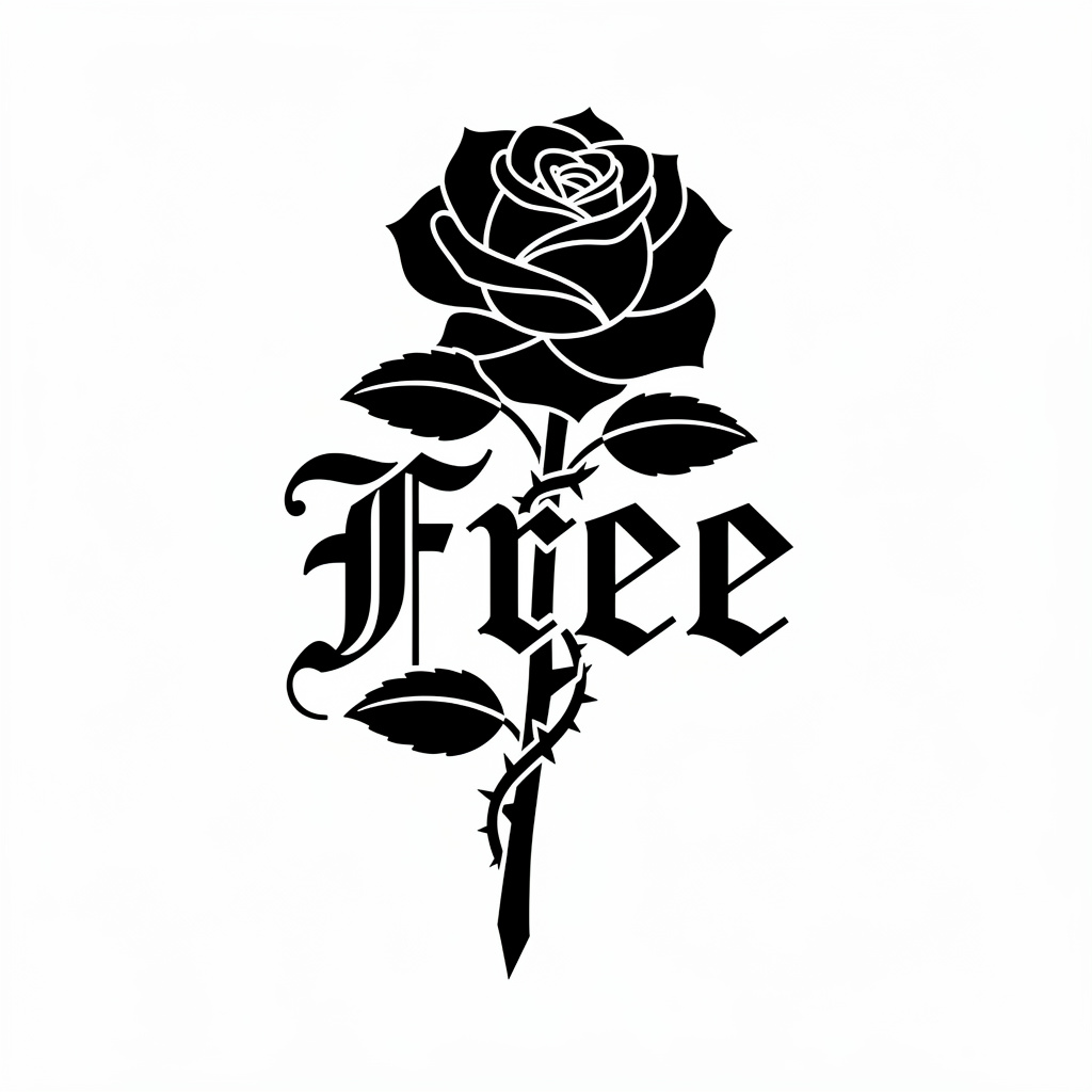 weiyan1398's tweet photo. "Free" isn't just a word, it's a lifestyle. 🥀🖤
Loving this high-contrast Blackletter x Rose combo. Clean lines, heavy soul.

What would you get tattooed in this font? Drop your ideas below! 👇

#TattooArt #Blackwork #GothicStyle #InkInspiration #Design #Refont https://t.co/Ethj54lYu7