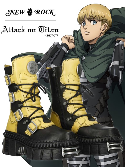 QOOZA_laforet's tweet image. NEW ROCK 進撃の巨人 / アルミン・アルレルト

M-WALL373-CEV003　￥79,200

鮮やかなイエローのアルミンモデル。
厚みのあるソールと金属パーツが放つ重厚な存在感は、NEW ROCKならではの仕上がり。

qooza.jp/products/detai…

#QOOZA #NEWROCK