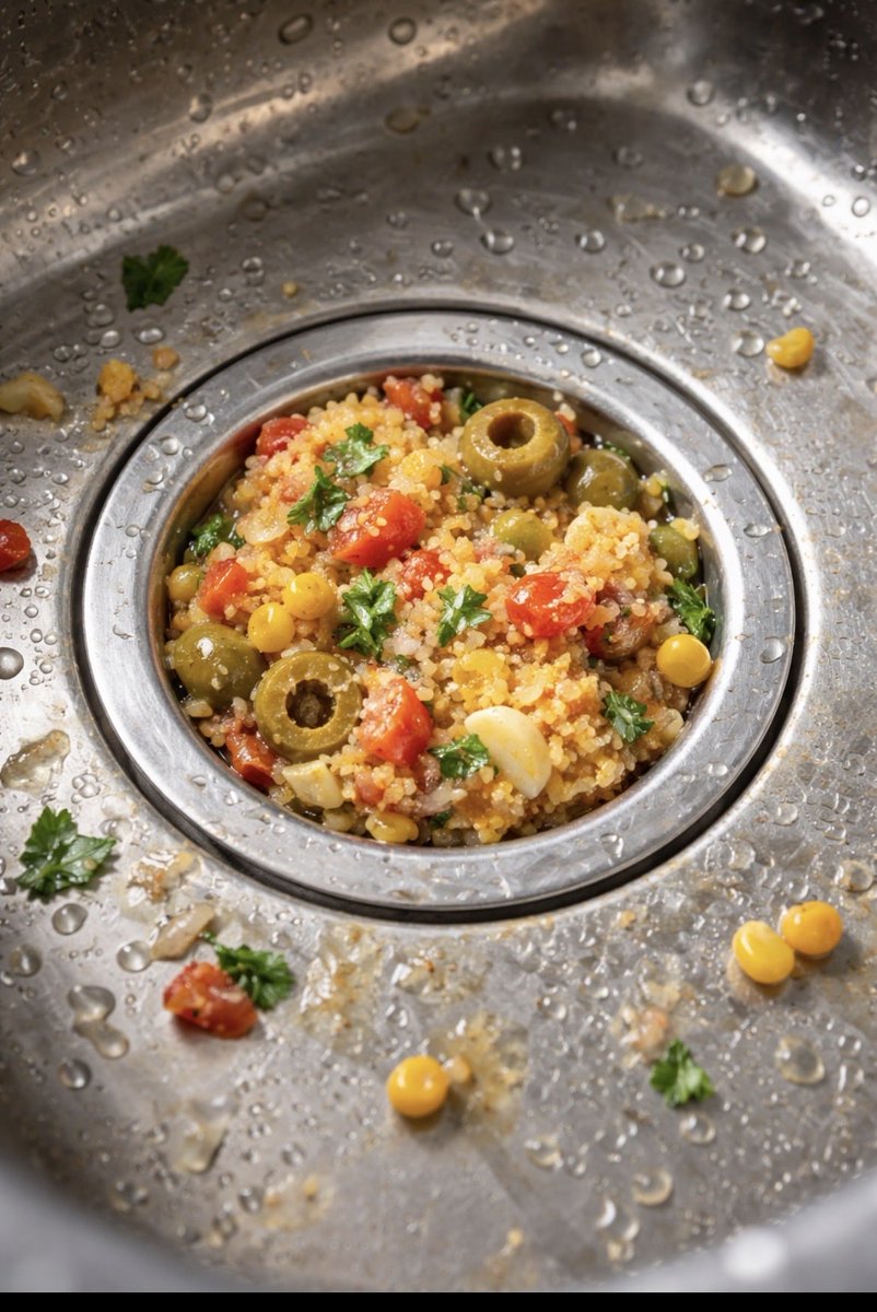 O cara acabou de lavar a louça  e pensou em um jeito de reaproveitar essa comida que ficava no ralo , assim nasceu o cuscuz paulista