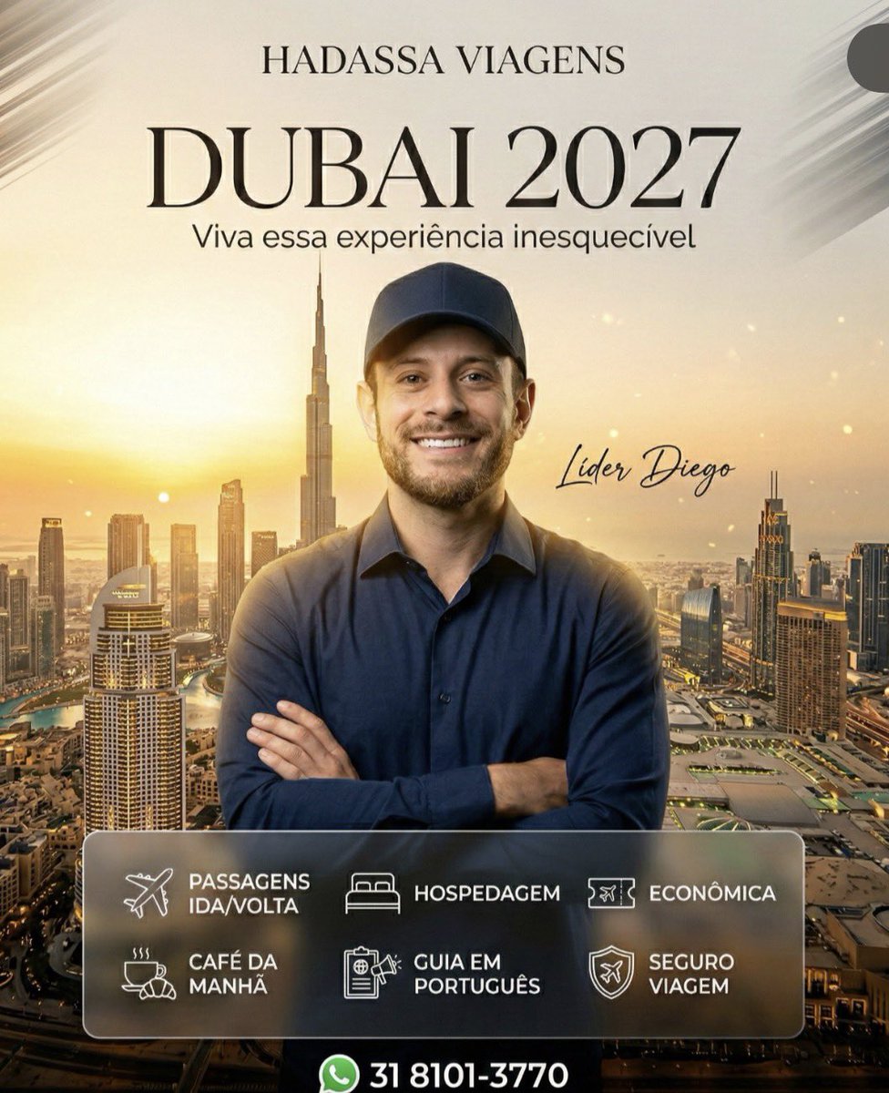 dieegobeecker's tweet photo. 🌍✈️ Dubai em Maio de 2027
Já imaginou conhecer um dos destinos mais luxuosos do mundo? 🏙️🐪
💰 A partir de R$ 9.999,00 💳 Em até 10x sem juros
Garanta sua vaga nessa experiência inesquecível!
📲 Mais informações no WhatsApp: https://t.co/7p3c2K32Ah https://t.co/zJHTdJxmQR
