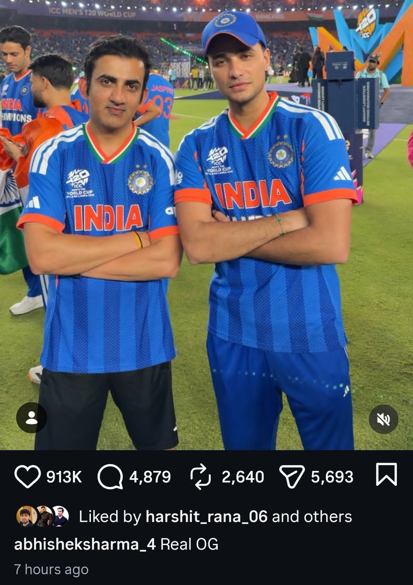 Abhishek Sharma about Gautam Gambhir on Instagram.

REAL OG🦁🔥