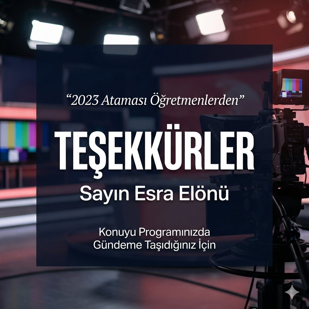 📢2023 ataması öğretmenlerin yaşadığı süreci programında detaylı şekilde gündeme getirip Sayın Bakana yönelttiği sorular için Sayın <a href="/elonue/">Esra Elönü</a>’ye teşekkür ederiz. Konunun görünür kılınması bizler için çok kıymetli. İlginiz ve hassasiyetiniz için teşekkürler.