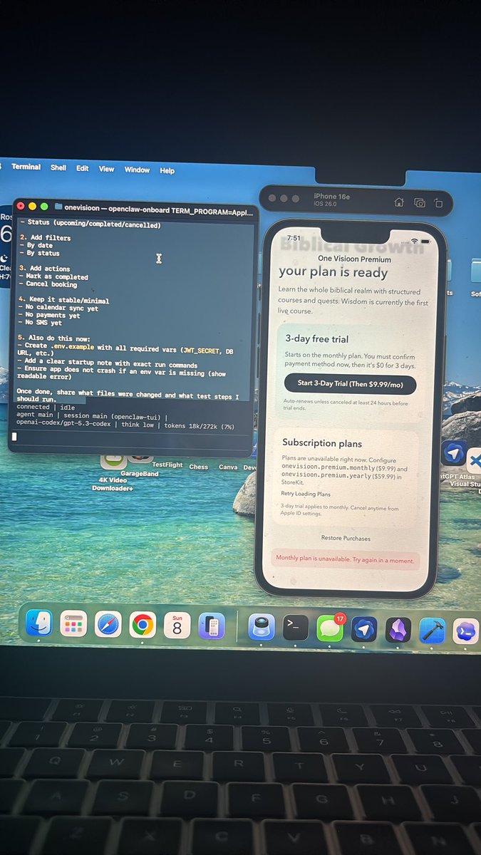 visioongame's tweet photo. been playing around with open claw and this is honestly crazy, built whole app for @onevisioon https://t.co/PrQM4Dro0P