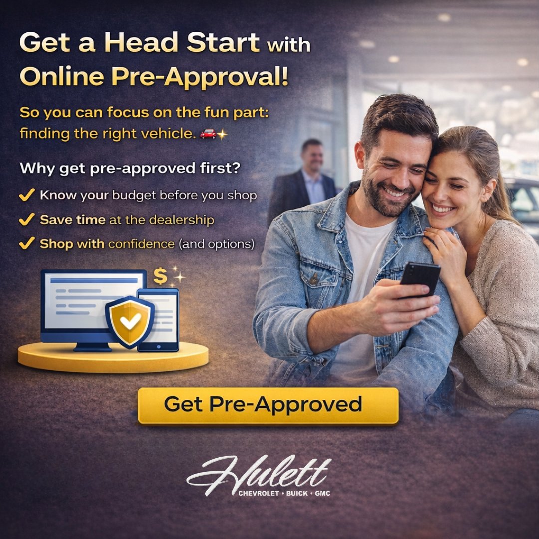ShopHulett's tweet photo. Get a head start with our secure online Pre-Approval—so you can focus on the fun part: finding the right vehicle. 🚗✨
👉 Click “Get Pre-Approved” on our website and let’s get you lined up at Hulett Chevrolet | Camdenton, MO.
Subject to credit approval. Terms and rates vary. https://t.co/5U6LJ5b4o0
