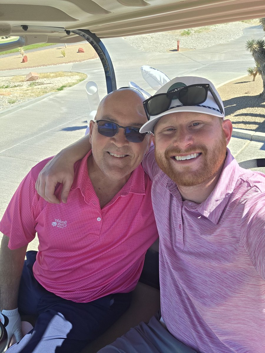 Weatherhack's tweet photo. #GolfChat #RoundReport #Nobodycareswhatyoushot Had a great day with @JoshKeith_14 @realpuregolf. I played decent once the Tylenol kicked in (3rd hole). π I even chipped in for birdie on the 16th. π³ @acaseofthegolf1 @meisterbuerger. Requisite #SundayPink #PinkSunday photo. https://t.co/JqfsPh2IEC