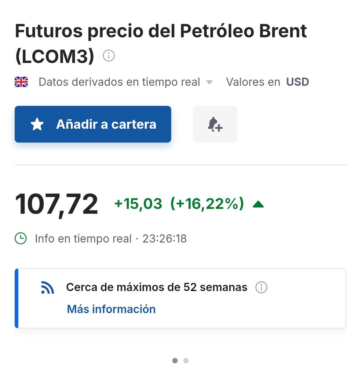 elcrackdel23's tweet photo. El brent sube un 16% y hace saltar todo por los aires https://t.co/CSyfmB0zMS