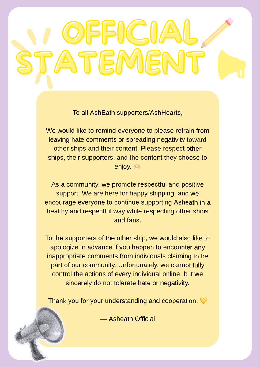 ASHHEARTSSSS's tweet photo. Please take time to read this, Everyone—especially AshHearts. Let’s continue supporting Ashley and Heath in a healthy and respectful way. Spread love, not hate. Thank you! 🫶🏻💛

#Asheath #AshEath https://t.co/jY97dF5RTZ