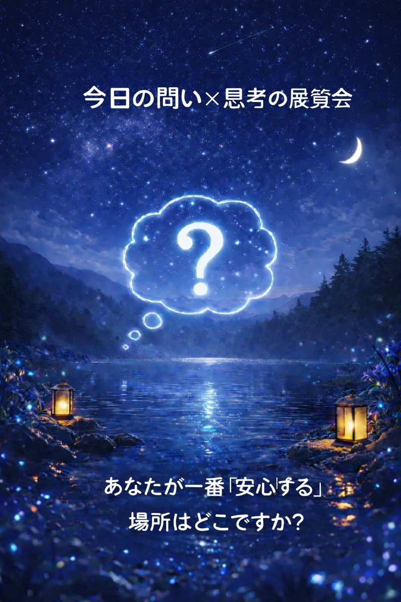 ValueMatch's tweet photo. おはようございます☀️

🧠 今日の問い × 思考の展覧会

正解はありません。

あなたの考えが
誰かの気付きになるかもしれません🍀

あなたが一番
「安心する」場所はどこですか？

もし良ければ
あなたの答えも教えてください🙇

#ValueMatch
#思考の展覧会
#今日の問い
#優しさの仕組み
#ValueMatch https://t.co/Maj0y1PRBW
