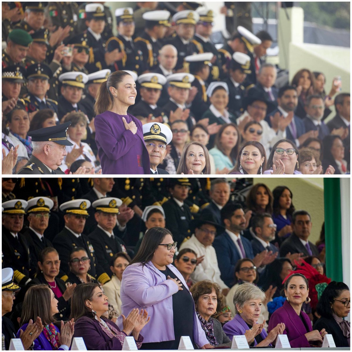 CitlaHM's tweet photo. En el Día Internacional de las Mujeres, les decimos a todas las mexicanas que todo el @GobiernoMX trabaja todos los días para que sus derechos sean una garantía y la justicia una realidad cada vez más cercana en la vida de las mujeres.

Bajo la conducción de nuestra presidentA, @Claudiashein podemos decir que: Hoy la vida de las mujeres se está transformando.

👷🏽‍♀️👩🏽‍🌾👩🏽‍🏫La perspectiva de futuro de las niñas apunta a un horizonte distinto: uno en el que todas podamos #SerLoQueQueramos. 

Este #8M2026 mantenemos viva la memoria de quienes nos antecedieron, de las que lucharon, resistieron y abrieron camino; las mujeres que tejieron la historia y quienes juntas tejemos Patria.

Hoy iniciamos ese reconocimiento en el Campo Militar Marte, reconociendo la labor de las mujeres en todos los cuerpos de seguridad que día con día defienden nuestro país.🇲🇽💜