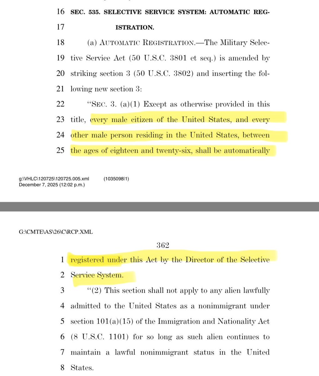 Americans must loudly oppose a military draft for this war in Iran!

Did you know that Congress slipped automatic draft registration into the 2026 NDAA that was signed in December? Starting this year, young men will get registered via federal data, and no manual sign-up will be
