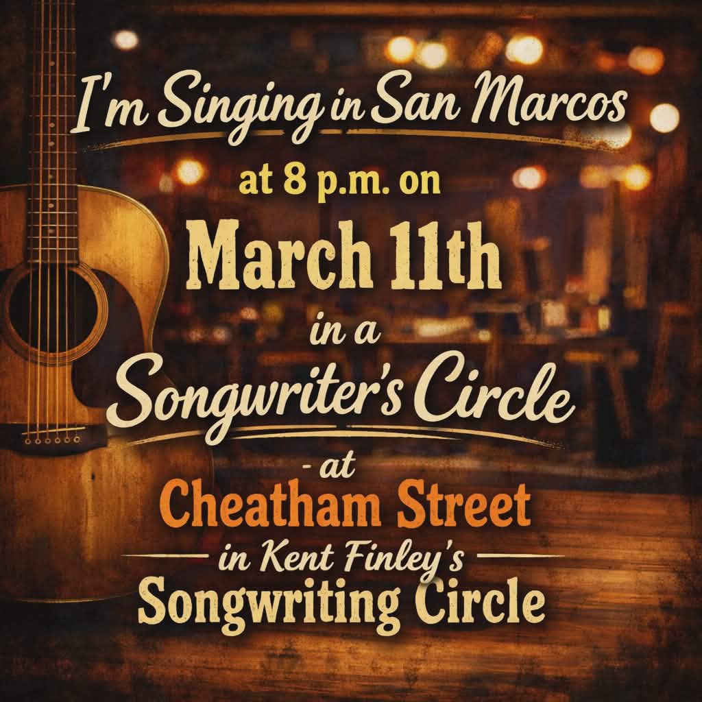 PsychicSongbird's tweet photo. I will be singing my new songs at Cheatham Street on March 11th for Kent Finley's Songwriters Circle. 

In San Marcos, Texas at 8:00pm.

It is FREE! 

Here is a link to get a free ticket and reserve your seat...

https://t.co/IgSFKF3CTK https://t.co/Gc4CHXcW1b
