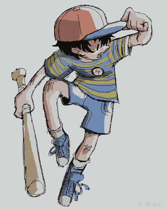 i like drawing him with the boomerang but the bat looked better here