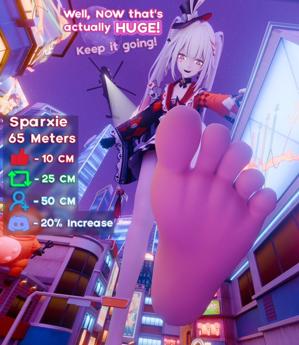 oriname__'s tweet photo. Part 3 of Sparxie Growth drive

Sparxie is now the height of a 20-story building!
And we are only barely a third into this month. Imagine how HUGE she will become later!

#sizetwitter #巨大娘 #giantess https://t.co/g2vohvZwEp