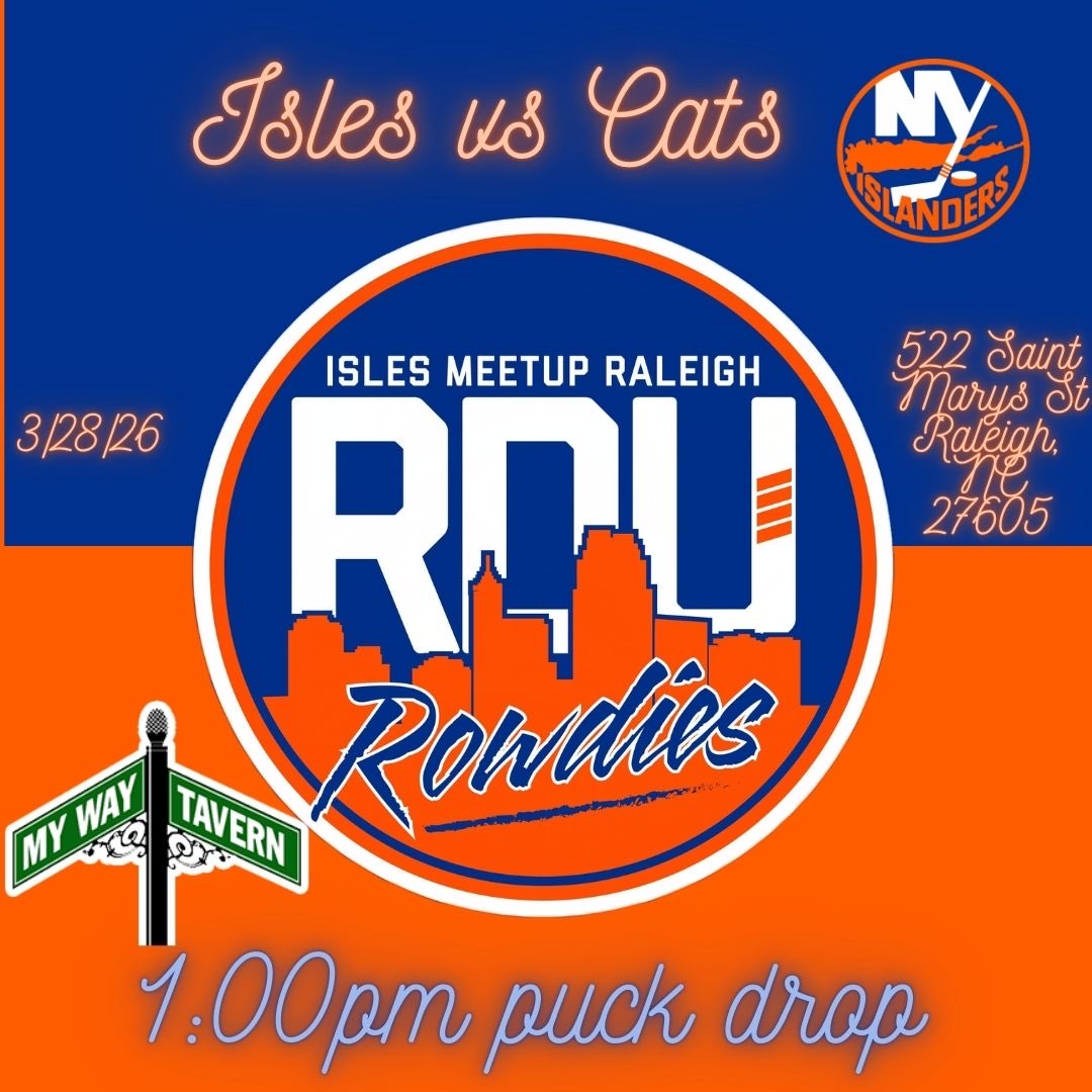 Islesmeetup_RDU's tweet photo. 🚨🚨PLAYOFF PUSH🚨🚨

Come join us @ My Way Tavern for our next meetup!

1pm puck drop. Patio will be popping so arrive early to get seats! 

#isles #islesmeetups https://t.co/icfFubo5d3