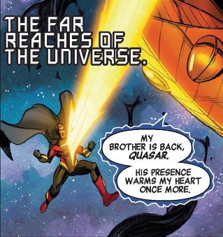 UncannyLZ's tweet photo. Quasar protecting the universe from Black Winter!

I still really like the new design for Infinity. I hope Q gets more cameos and a role in the next Marvel Cosmic event https://t.co/sCJ890u57S