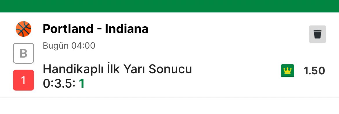 EskiUsulTahmin's tweet photo. 🍀🏀 Portland – Indiana
Tercih: İlk Yarı Portland -3.5 Hnd
Oran: 1.50
Pacers savunma hataları yapabiliyor 👀
İlk yarıda evin fark oluşturma ihtimali güçlü.
#NBA #PortlandTrailBlazers #IndianaPacers #Basketbol #Bahis #İddaa #Handikap #MaçAnalizi #Tahmin #Spor #Kupon #NBATahmin https://t.co/6sjZuIRR8q
