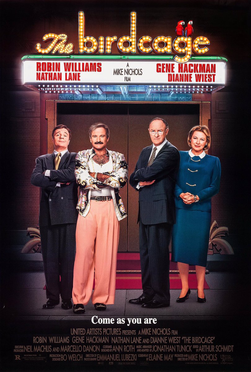FilmNewsNos's tweet photo. 🎬MOVIE HISTORY: 30 years ago today, March 8, 1996, the movie ‘The Birdcage’ opened in theaters!

#RobinWilliams #GeneHackman #NathanLane #DianneWiest #DanFutterman #CalistaFlockhart #HankAzaria #ChristineBaranski #TomMcGowan #GrantHeslov #MikeNichols https://t.co/HQ1N0wsOCs