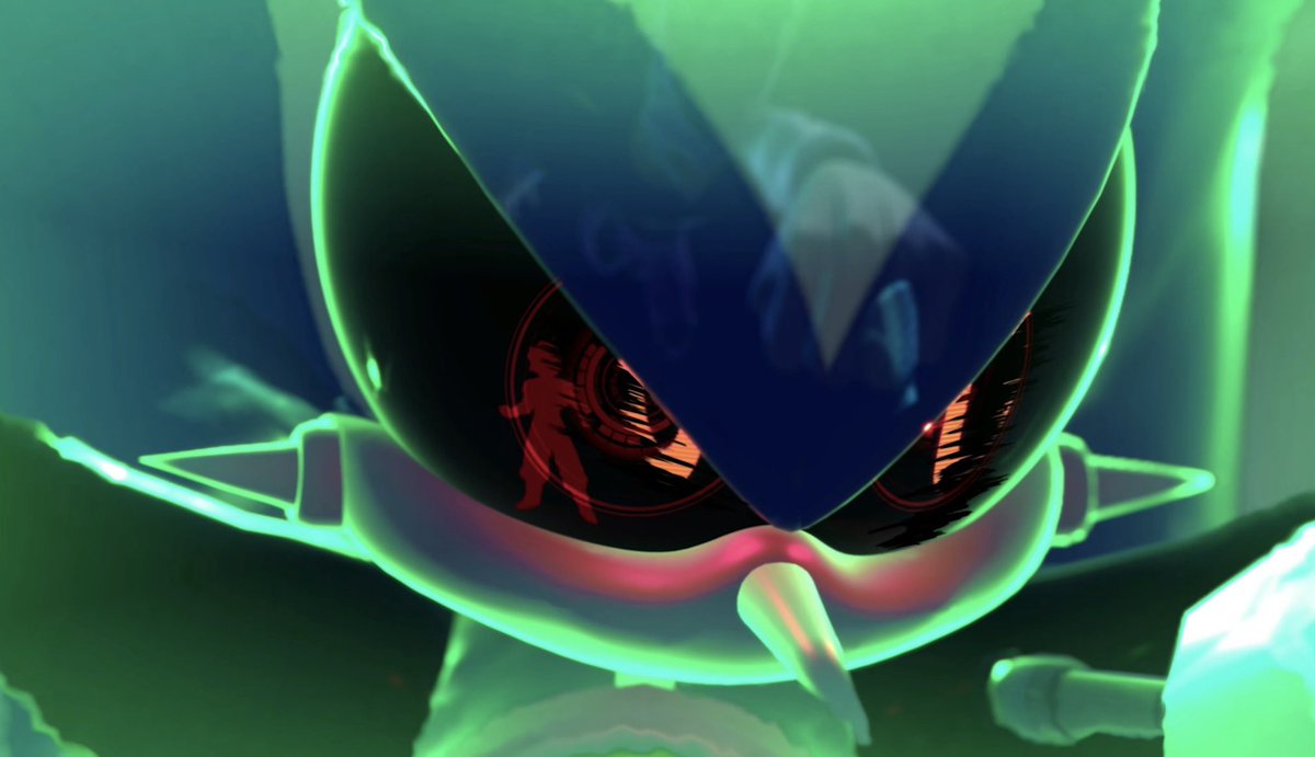 migizuri's tweet photo. Not sure if anyone else caught this but if you look closely, you can see Krillin, Frieza, and Tien in Metal Sonic’s eyes as he’s scanning Cell #DEATHBATTLE #cellvsmetalsonic #DragonBall #SonicTheHedgehog https://t.co/GtppMnwsU1