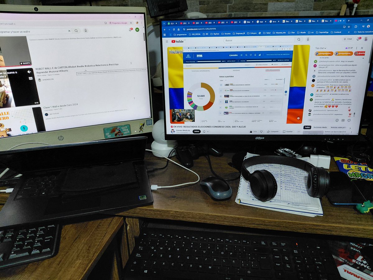 vanietot's tweet photo. Aquí trabajando en un compu y viéndolos en otro, no me ha rendido jejejej #AlejoYGioElecciones https://t.co/AkREQ6j9JD