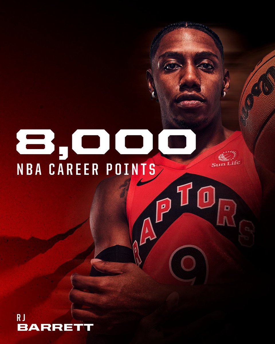 8,000 CAREER POINTS FOR RJ BARRETT 👏