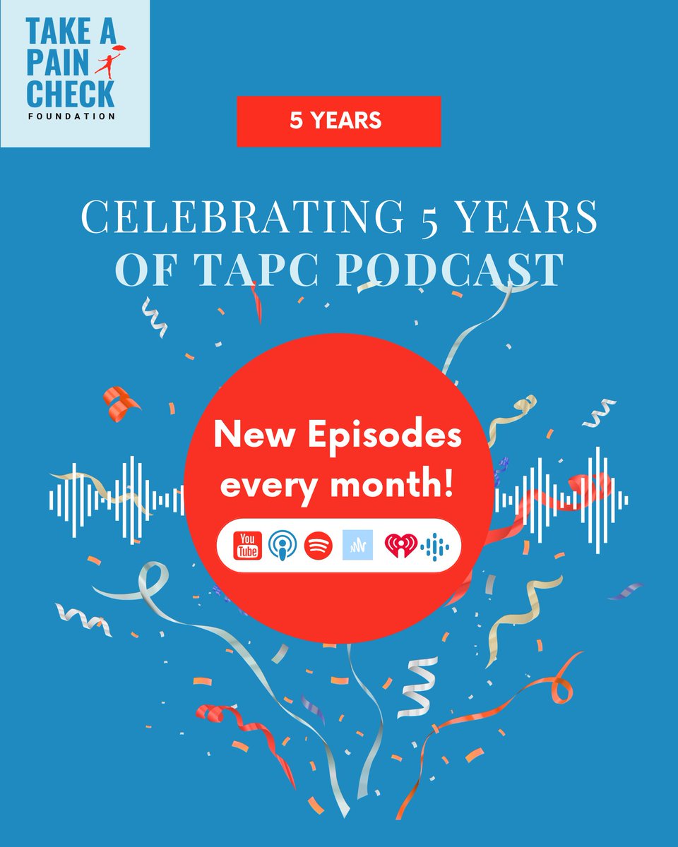 takeapaincheck's tweet photo. Five years ago today, we released the very first episode of Take a Pain Check Podcast. What started as a small idea has grown into something so much bigger than we ever imagined.
#TakeAPainCheck #ChronicIllnessCommunity #RheumaticDisease #PatientAdvocacy #ChronicIllnessAwareness https://t.co/DHgCdSY1B7