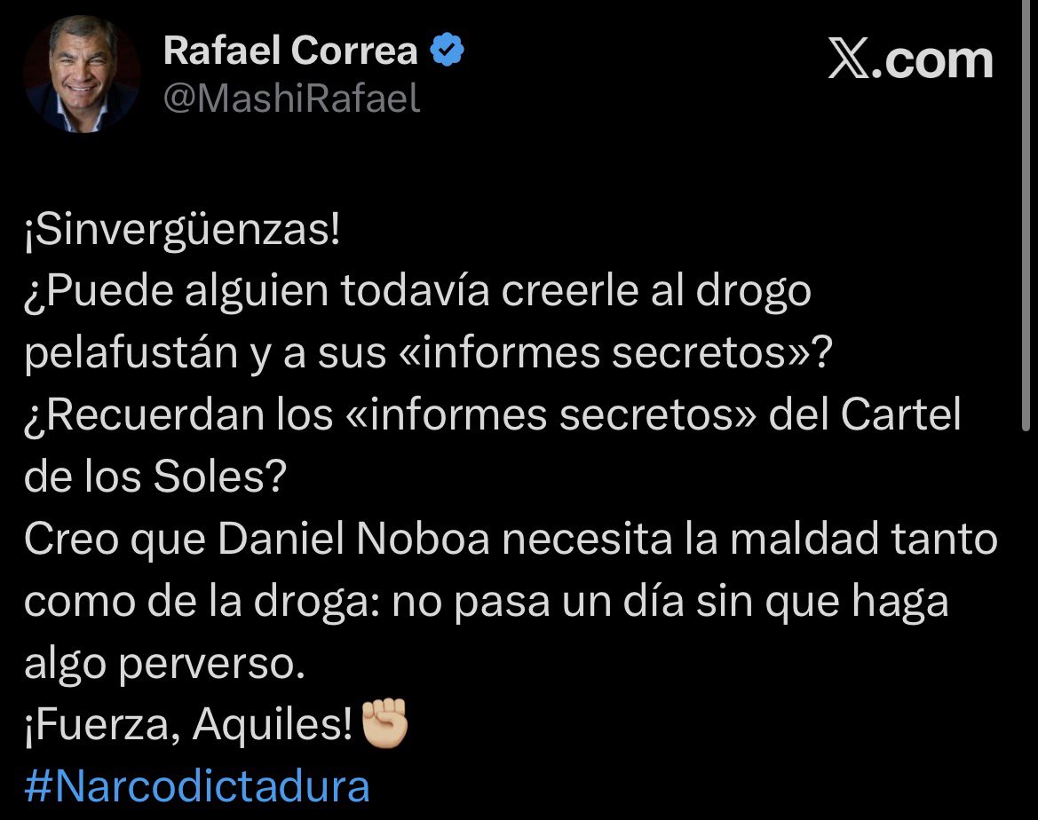 ‼️#URGENTE
El expresidente Rafael Correa reaccionó al presunto traslado del alcalde de Guayaquil, Aquiles Alvarez, a la cárcel del Encuentro. Cuestionó las versiones sobre un supuesto plan contra su vida que se intentaría atribuir a la Revolución Ciudadana y expresó su respaldo
