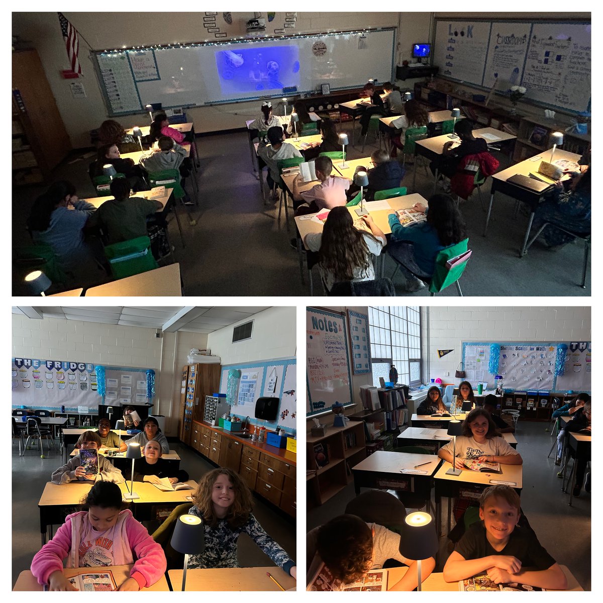DPESDragons's tweet image. The big lights were off, 
but the room was alight 
With the soft, cozy glow 
of a small reading light. 
Ms. Lucarelli’s class dimmed the afternoon glare, 
And traveled through books to...anywhere!📚✨

#DrumPointDragons #ReadAcrossAmericaWeek #DEARtime @Brick_K12 @BTPSLearns