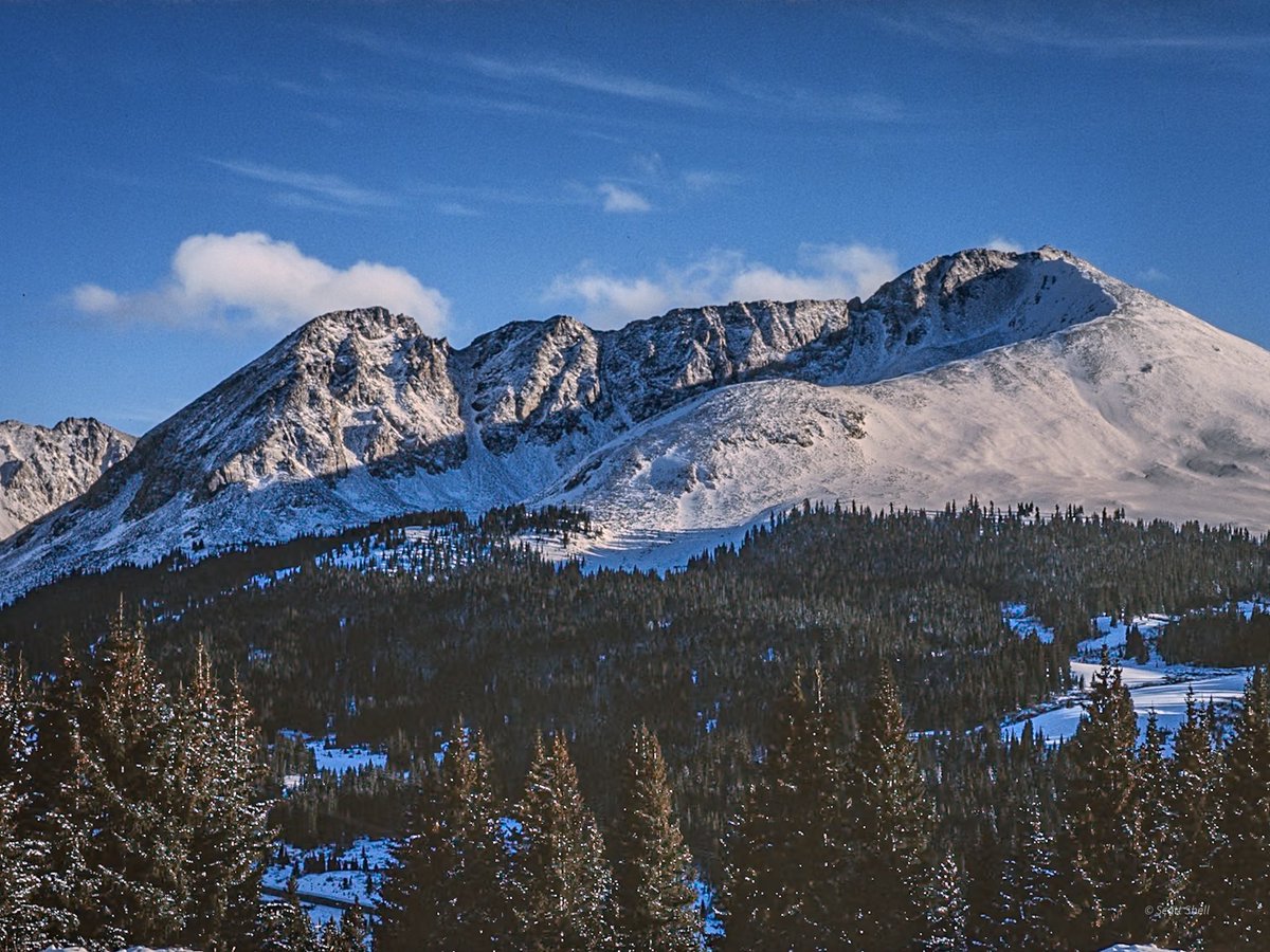 This is a classic location and is known as the sleeping Indian and horse and is right off of US 91 between Copper Mountain and Leadville, CO.  This photo was taken on Kodak Ektachrome with a Hasselblad 503CW and an 80mm lens.