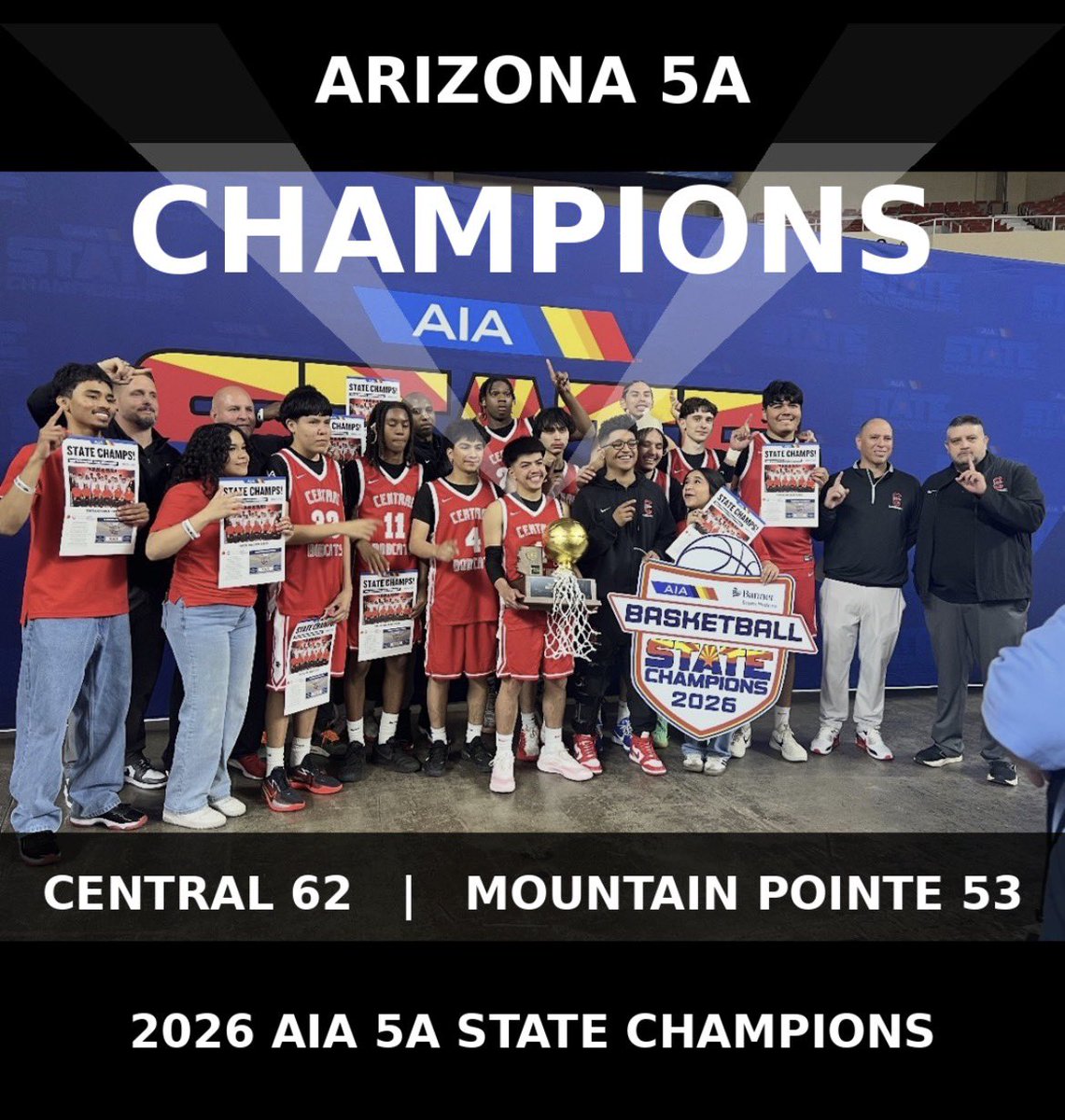 Well! We did it!! Back to Back State Champions!! Big shout out to the Central community for showing up! Players, Family, Coaches, Administration, Parents, Teachers, Former players (CBE) and Fans… this one is for you!! Couldn’t have done it without you!